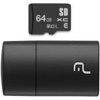 Imagem de Pen Drive 2 em 1 Leitor USB + Cartão de Memória Classe 10 64GB Preto Multilaser - MC164