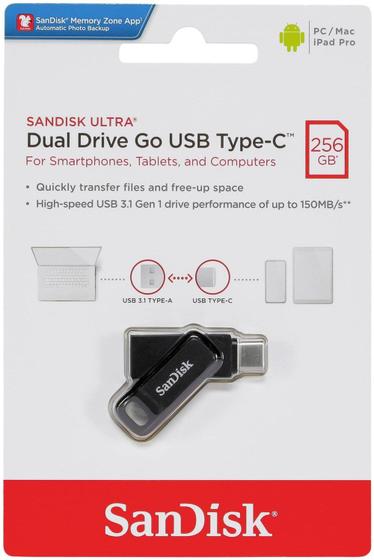 Pen Drive 256gb Dual Drive Type C ""GO"" Sandisk Menor preço em Pen Drive 256gb Dual Drive Type C ""GO"" Sandisk