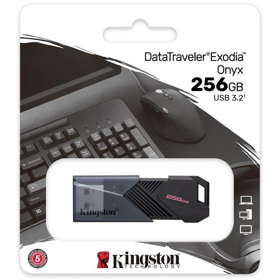 Imagem de Pen Drive 256GB Kingston DataTraveler Exodia Onyx, USB 3.2 - DTXON/256GB