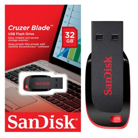 Pen Drive 32gb Cruzer Blade Z50 Sandisk Menor preço em Pen Drive 32gb Cruzer Blade Z50 Sandisk