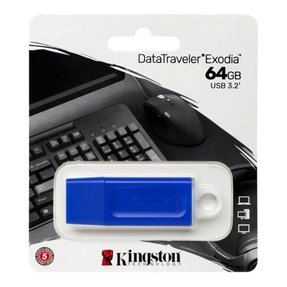 Imagem de Pen drive 64gb kingston datatraveler exodia usb 3.2 - azul