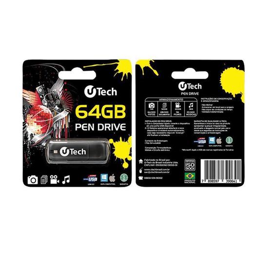 Imagem de Pen Drive 64GB U-Tech PD105 Preto