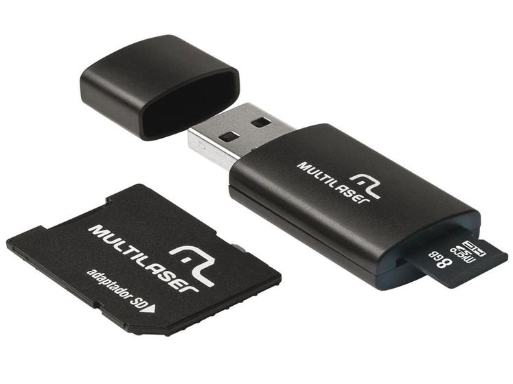 Imagem de Pen Drive 8GB Multilaser MC058  - Adaptador SD