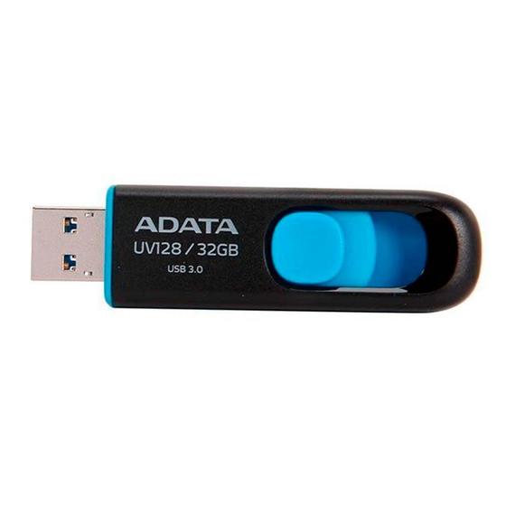 Pen Drive Adata UV128, 32GB, USB 3.2, Preto e Azul - AUV128-32G-RBE Menor preço em Pen Drive Adata UV128, 32GB, USB 3.2, Preto e Azul - AUV128-32G-RBE