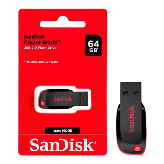 Imagem de Pen Drive Cruzer Blade Sandisk USB 2.0 64GB SDCZ50-064G-B35