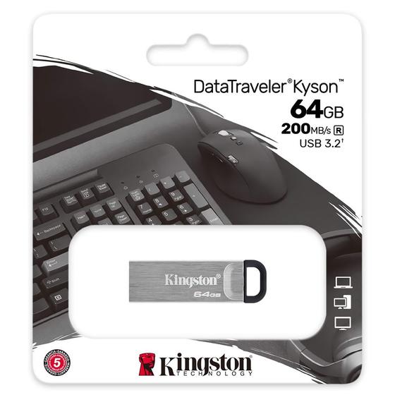 Imagem de Pen Drive DataTraveler Kysoncom 64GB Kingston com Conexão USB 3.2 - DTKN/64GB