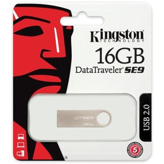 Pen Drive Kingston 16GB Datatraveler SE9 Prata USB 2.0 Menor preço em Pen Drive Kingston 16GB Datatraveler SE9 Prata USB 2.0