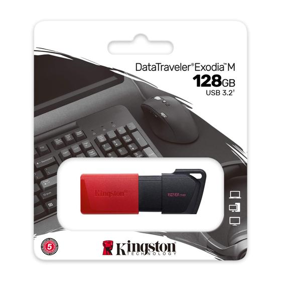 Imagem de Pen Drive Kingston Exodia DTXM-128 - 128GB - Preto e Vermelho