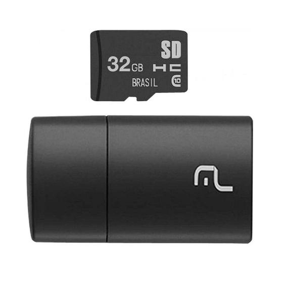 Imagem de Pen Drive Multilaser MC163 32GB 2 Em 1 Leitor USB + Micro SD Classe 10 - Preto