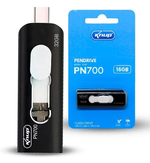 Imagem de Pen drive Preto 32Gb Tipo C + USB 2.0 Ultra Fast KNUP - KP-PN700