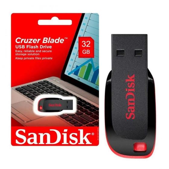 Pen Drive Sandisk 32GB Cruzer Blade Menor preço em Pen Drive Sandisk 32GB Cruzer Blade