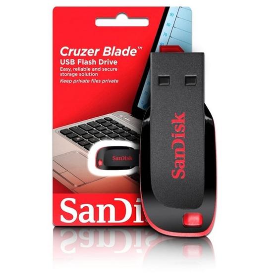 Imagem de Pen Drive SanDisk Cruzer Blade 128GB USB 2.0 Preto/Vermelho