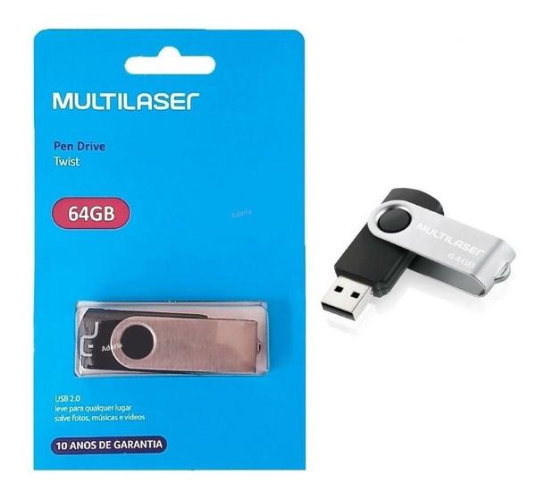 Pen Drive Twist 64Gb Usb PD590 Multilaser Pc Note Menor preço em Pen Drive Twist 64Gb Usb PD590 Multilaser Pc Note