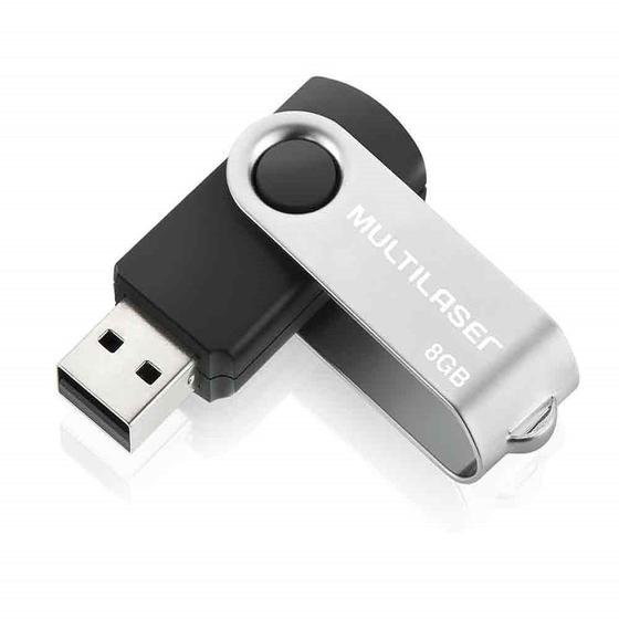 Imagem de Pen Drive Twist 8GB USB Leitura 10MB/s e Gravação 3MB/s Preto Multilaser- PD587