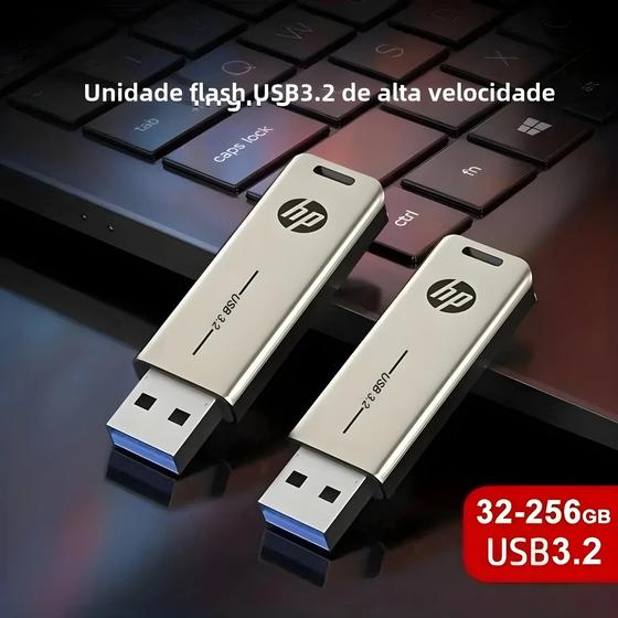Pen Drive USB 3.2 HP X796W de Metal - Alta Velocidade (256GB, 128GB, 64GB, 32GB) Menor preço em Pen Drive USB 3.2 HP X796W de Metal - Alta Velocidade (256GB, 128GB, 64GB, 32GB)
