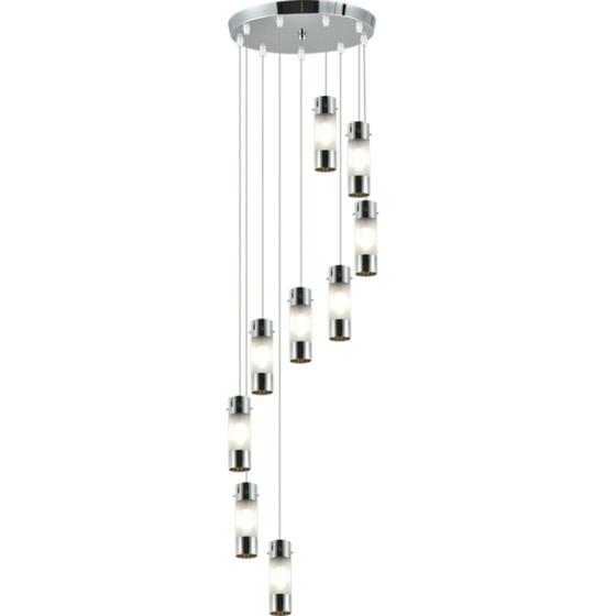 Imagem de Pendente 1/2 Cromo Ø30x100cm 9 Luzes Lâmpadas G9 (Não Inclusas) Elegance AXEL0509PDCR Bronzearte