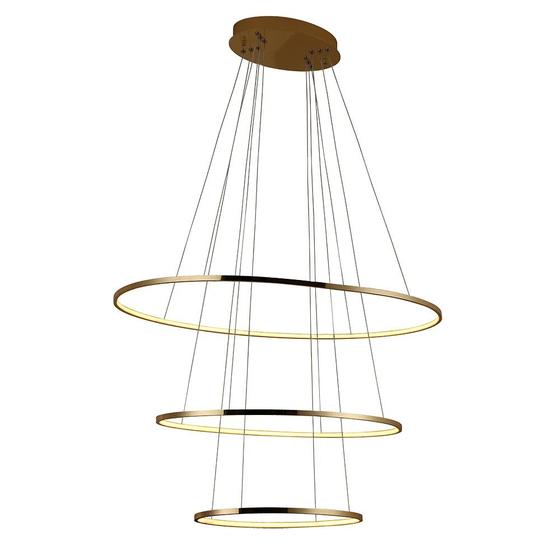 Imagem de Pendente 3 Anéis Oval Birdie Dourado 100cm LED 45W 3000K Bivolt KW004GL Bella
