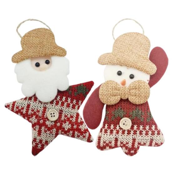 Imagem de Pendente Adorno Figuras Natalinas Boneco De Neve Noel Natal Kit com 2