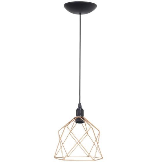 Imagem de Pendente Aramado Cálice Luminária Lustre Teto Retrô Vintage Industrial Balcão Cobre Rose Gold