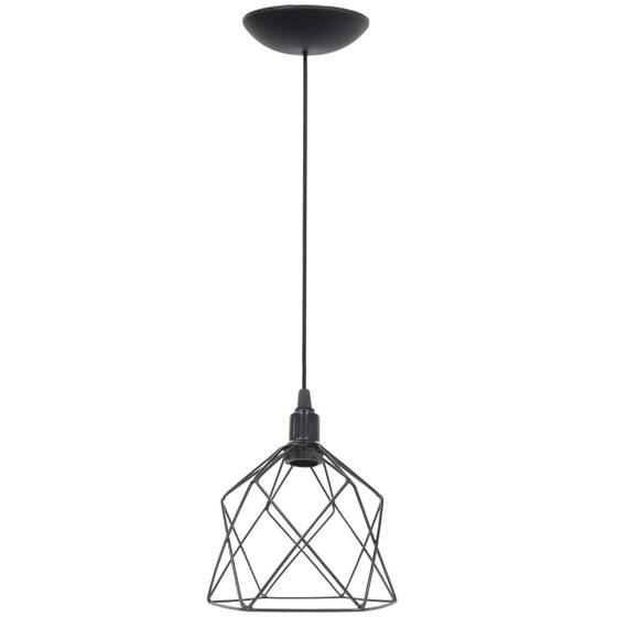 Imagem de Pendente Aramado Cálice Luminária Lustre Teto Retrô Vintage Industrial Balcão Preto