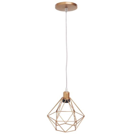 Imagem de Pendente Aramado Diamante Luminária Lustre Luxo P Cabo Cristal Retrô Vintage Agp Ilumini Industrial