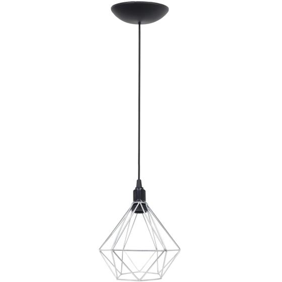 Imagem de Pendente Aramado Diamante Luminária Lustre P Teto Retrô Vintage Industrial Balcão Prata