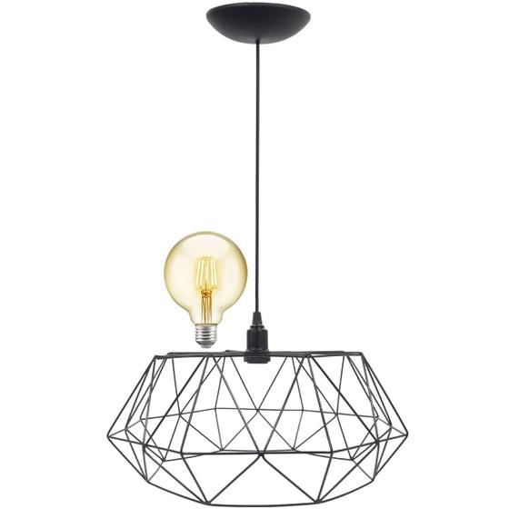 Imagem de Pendente Aramado Estádio Grande Cabo 2M Luminária Lustre Teto Moderno Retrô Vintage Preto + Lâmpada