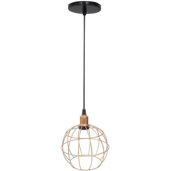 Imagem de Pendente Aramado Globo Luminária Lustre Luxo Teto Retrô Vintage Cobre Rose Gold Industrial