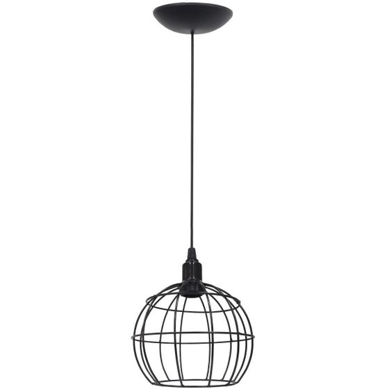 Imagem de Pendente Aramado Globo Luminária Lustre Teto Retrô Vintage Industrial Balcão Preto
