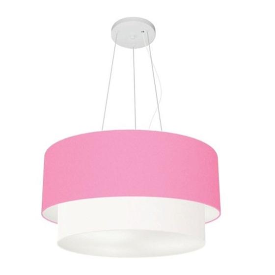 Imagem de Pendente Cilíndrico Rosa e Branco MJ-4369 Para Mesa de Jantar