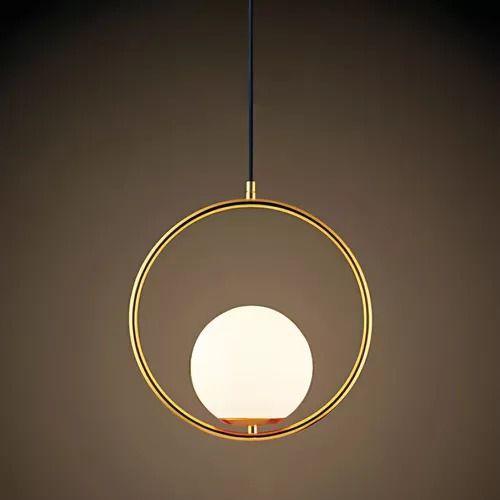Imagem de Pendente Circular Dourado C/ Globo Vidro Fosco E27 BV