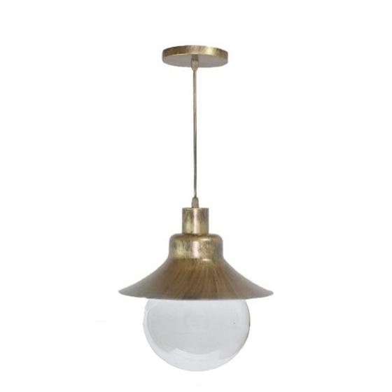 Imagem de Pendente Colonial São Paulo Antigo 728 em Aço com Globo de Vidro Transparente Ouro Velho