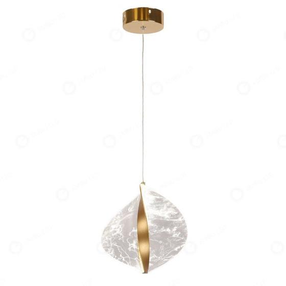 Imagem de Pendente Concha Transparente e Dourado 40cm 6W 3 em 1