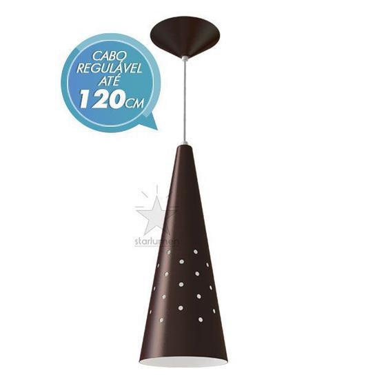 Pendente cone 35cm luminária em alumínio para lâmpada E27 - starlumen - marrom st4019 Menor preço em Pendente cone 35cm luminária em alumínio para lâmpada E27 - starlumen - marrom st4019