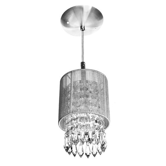 Pendente de Cupula Redondo ClearFio Cristal Acrílico Prata Menor preço em Pendente de Cupula Redondo ClearFio Cristal Acrílico Prata