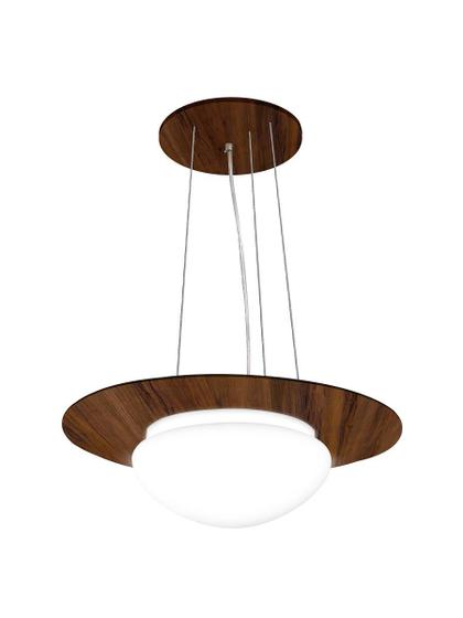 Imagem de Pendente de Madeira Saturno Vidro Oval 40 cm Imbuia/Branco