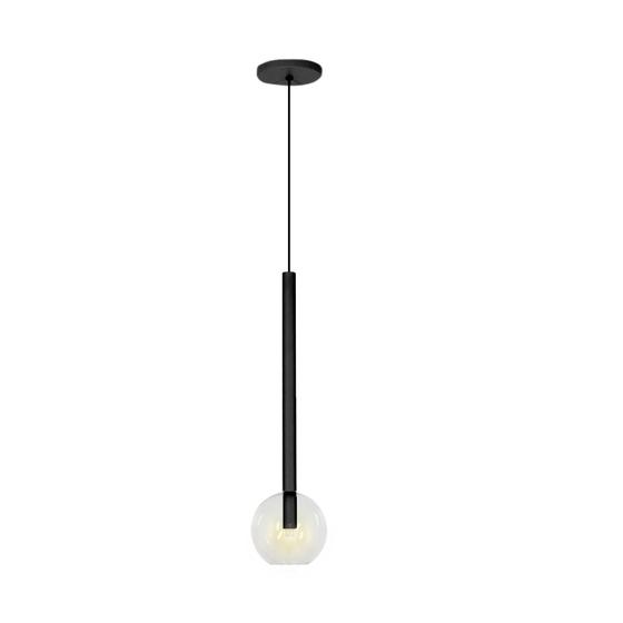 Imagem de Pendente De Teto Luminária Tubo Globo Vidro 14Cm Preto