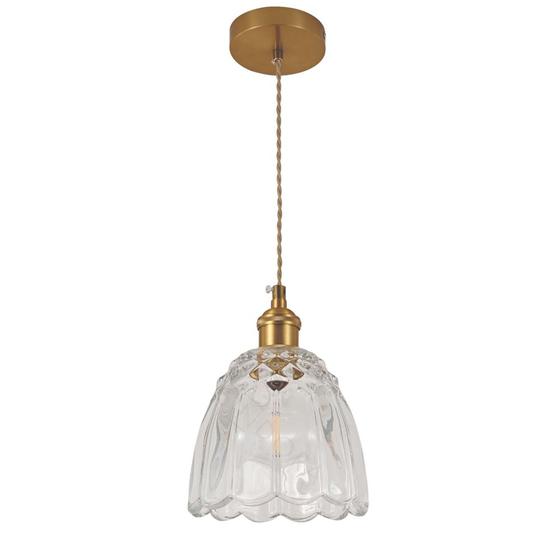 Pendente Dourado Vidro Transparente 14cm 1E27 Menor preço em Pendente Dourado Vidro Transparente 14cm 1E27