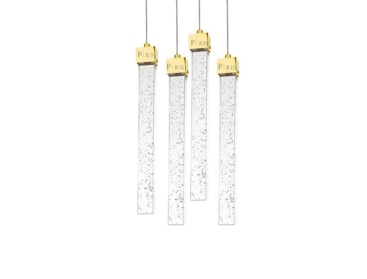 Imagem de Pendente Empire Dourado Cristal 4 Tubos Led 20W 30cm 3 em 1 Bivolt