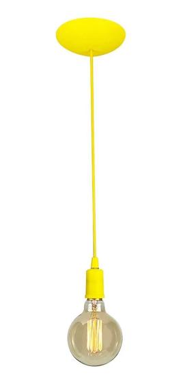 Imagem de Pendente Fio Cabo Fiação Decorativo Retrô soquete E27 1M Amarelo