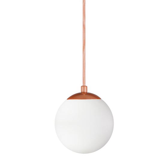 Imagem de Pendente Globo Esfera de Vidro Branco 14cm - BRONZE