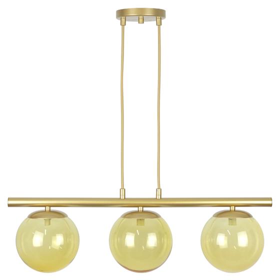 Imagem de Pendente Jabuticaba Dourado 3 Globos de Vidro Mesa de Jantar