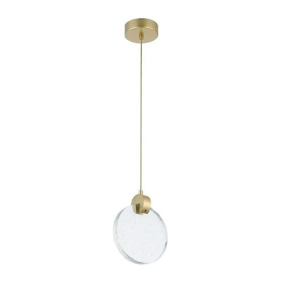 Imagem de Pendente Led 3W dourado Vidro Redondo Bancada Cozinha Zan96