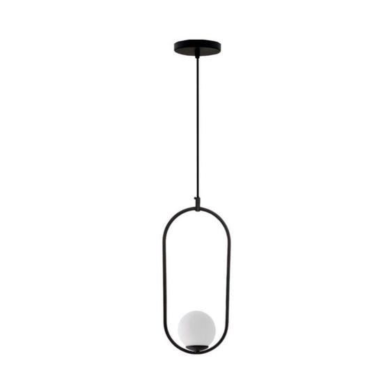 Imagem de Pendente Lira Boll Oval Preto Fosco 18,5cm 1X G9 Bivolt - Caisma - 7640PRF