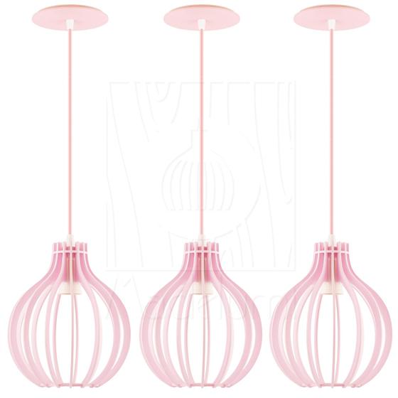 Imagem de Pendente Luminária Bali e27 Moderno 3 Unidades Rosa Claro