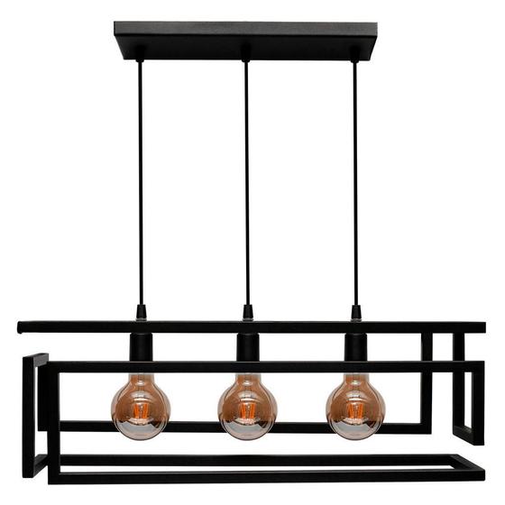 Pendente Luminária Industrial Triplo De Teto Infinity Preta Menor preço em Pendente Luminária Industrial Triplo De Teto Infinity Preta