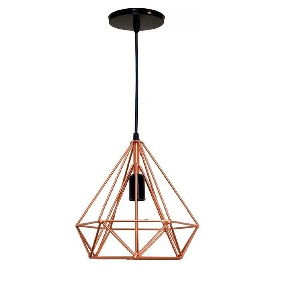 Imagem de Pendente Luminária Lustre Aramado Diamante - COBRE