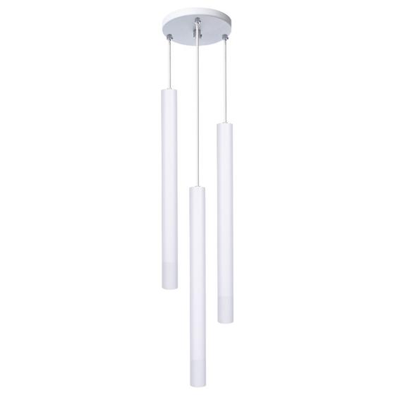 Imagem de Pendente Luminária Tubo Branco 40 Cm Triplo + Led Branco Quente