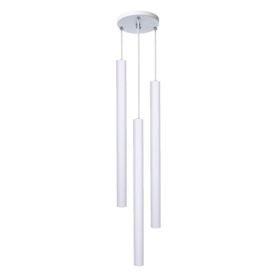 Imagem de Pendente Luminária Tubo Branco 50 Cm Triplo + Led Branco Neutro