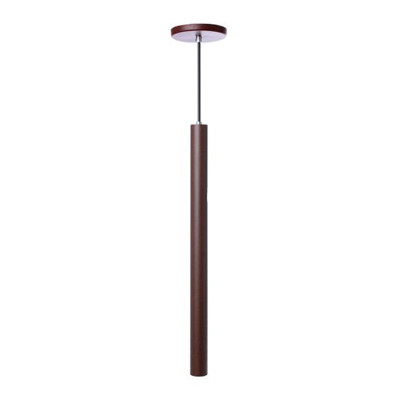 Imagem de Pendente Luminária Tubo Marrom 50 Cm + Lâmpada LED Branco Quente